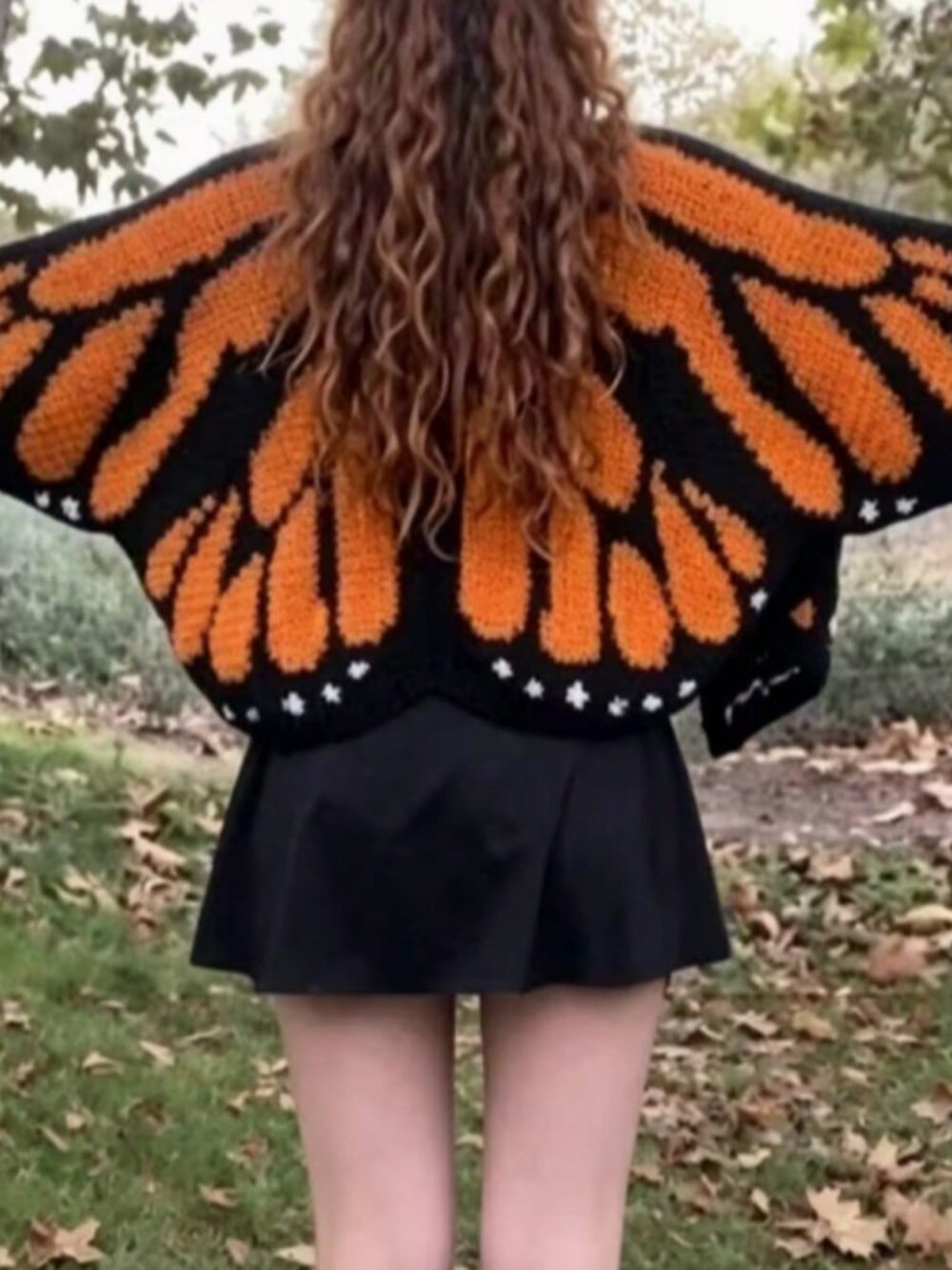 Orange Casual Women's Butterfly Cape Knit Cardigan - Picture 2 of 6